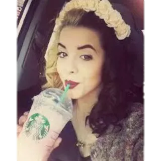 🤗 mulher, selfie, Starbucks, bebida, retrato, pessoa telegram sticker