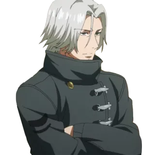 😐 Kishou Arima Tokyo Ghoul 애니메이션, 캐릭터, 키쇼 아리마, 도쿄 구울, 남성, 흰머리, 코트 telegram sticker