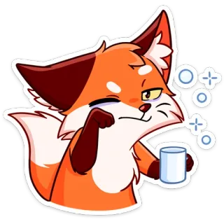 ☕️ fox, animal, sleepy, tired, cartoon, cute, orange, mug telegram sticker