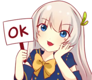 👌 OK anime, cewek, imut, oke, setuju, persetujuan telegram sticker