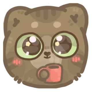 ☕️ кот, каваий, милый, кофе, животное, стикер whatsapp sticker
