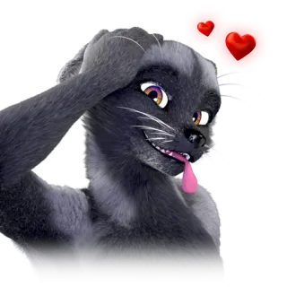 😘 Cartoon, Tier, Katze, Fell, Zunge, Herzen, Süß, Liebe telegram sticker