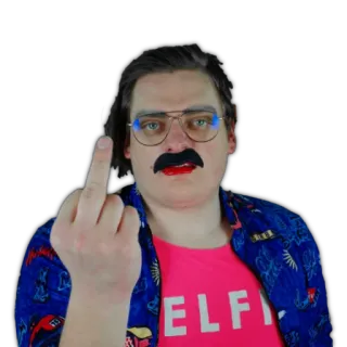 🖕 dito medio, offensivo, gesto, baffi, uomo telegram sticker