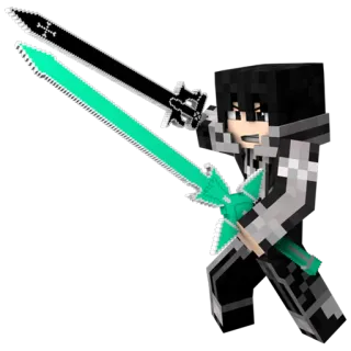 👨‍🎤 Kirito Sword Art Online 애니메이션, 검, 마인크래프트, 키리가야, 카즈토, 쌍검 telegram sticker