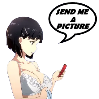 🤳 SEND ME A PICTURE anime, girl, phone, request, sexy, boobs telegram sticker