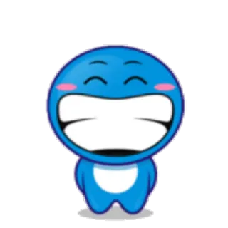 😁 синий, милый, эмодзи, счастливый, стикер, мультфильм telegram sticker