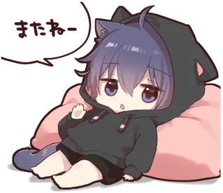 🐈‍⬛ またねー Anime, Gato, Mangá, Fofo, Kawaii whatsapp sticker