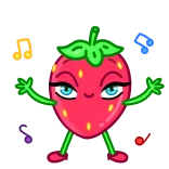 💃 fragola, frutta, carino, cartone animato, adesivo telegram sticker