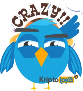 🤣 CRAZY!! птица, сумасшедший, смешной, милый, синяя птица, восклицание whatsapp sticker