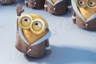 👆 Minion Despicable Me cartoon, minion, winter, snow, jacket telegram sticker