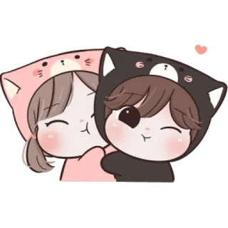 😼 Cartoon, Süß, Paar, Liebe, Kawaii, Freundschaft telegram sticker