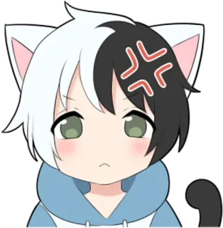 😠 anime, orejas de gato, enojado, manga, kawaii whatsapp sticker