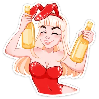 🔥 femme, lapin, alcool, fête, célébration whatsapp sticker