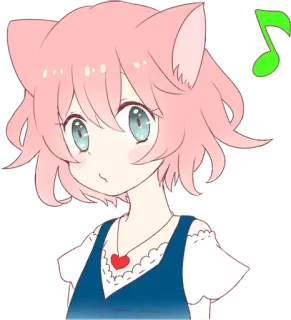😲 Catgirl, Anime, Manga, Carino, Kawaii, Capelli rosa, Neko telegram sticker