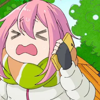 😤 Nadeshiko Kagamihara Laid-Back Camp Anime, Mädchen, Süß, Cartoon, Pinke Haare, Nadeshiko, Laid-Back Camp telegram sticker