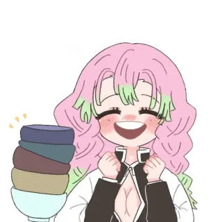 🍪 Mitsuri Kanroji Demon Slayer Anime, Manga, Carino, Felice, Kanroji, Mitsuri, Hashira, Pilastro dell'Amore telegram sticker