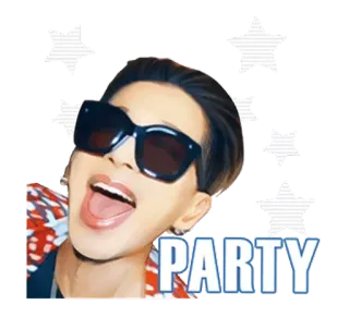 😅 PARTY festa, celebrazione, divertimento, occhiali da sole, stelle, intrattenimento, musica, ballo whatsapp sticker