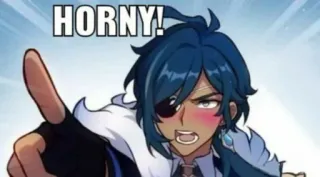 👅 Kaeya Genshin Impact HORNY! anime, gaming, eye patch, fan art, cartoon telegram sticker