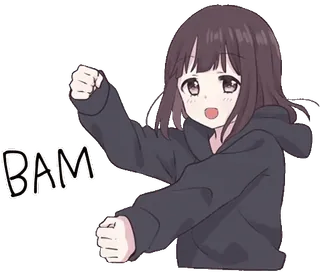 🤜 BAM Anime, Mädchen, Ausdruck, Süß, Cartoon whatsapp sticker