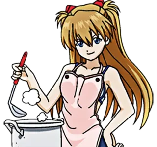 🍜 Asuka Langley Soryu Neon Genesis Evangelion anime, cooking, character, food, Asuka Langley Soryu, Evangelion, apron telegram sticker