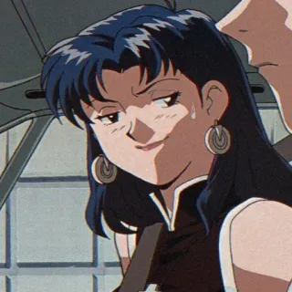 🦋 Misato Katsuragi Neon Genesis Evangelion anime, misato, evangelion, character, japanese telegram sticker