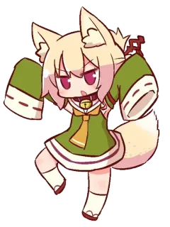 😮 Anime, Chibi, Renard, Kemonomimi, Mignon, Fille telegram sticker