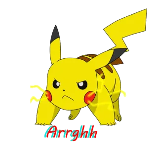 😡 Pikachu Pokemon Arrghh Pikachu, Pokémon, Bravo, Desenho animado, Amarelo, Elétrico whatsapp sticker