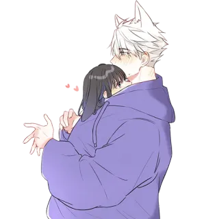 ❤️ Anime, Abraço, Desenho animado, Amor, Casal, Kawaii whatsapp sticker