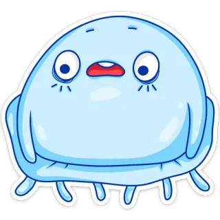😦 dibujo animado, medusa, azul, lindo, personaje, animal whatsapp sticker