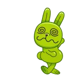 😵💫 กระต่าย, นิ้วกลาง, หยาบคาย, การ์ตูน, สีเขียว, กระต่าย telegram sticker