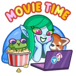 🍿 MOVIE TIME filme, filme, desenho animado, entretenimento, pipoca, tempo telegram sticker