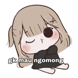 😁 gk mau ngomong การ์ตูน, ผู้หญิง, จิบิ, น่ารัก, อินโดนีเซีย, สติกเกอร์ telegram sticker