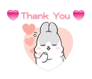 😘 Thank You dziękuję, królik, serca, słodkie, kawaii, naklejka, pozdrowienie telegram sticker