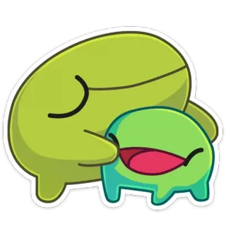 🤗 carino, verde, cartone animato, personaggio, amichevole, arte digitale telegram sticker