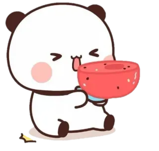 🍼 Panda, Fofo, Melancia, Kawaii, Desenho animado, Comida, Animal telegram sticker