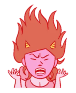 😡 arrabbiato, demone, diavolo, fuoco, cartone animato, donna whatsapp sticker