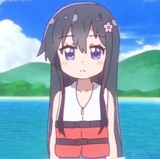 🎐 chica anime, chaleco salvavidas, lindo, ilustración, manga, joven, niño telegram sticker