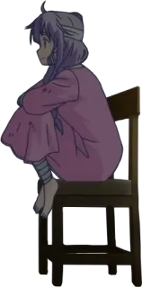 👩 Anime, Gadis, Duduk, Sedih, Terluka telegram sticker