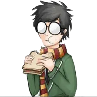 🌯 Harry Potter harry potter, cachecol, sanduíche, comendo, desenho animado telegram sticker