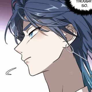 🌑 THOUGH SO. anime, blue hair, earring, character, man telegram sticker