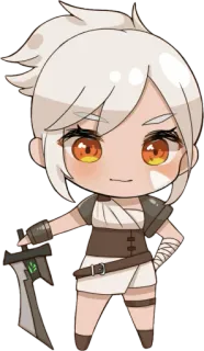 🙂 Riven League of Legends Ривен, League of Legends, Чиби, Аниме, Меч, Видеоигра telegram sticker