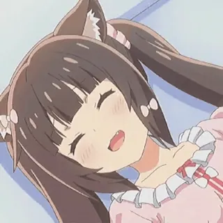😴 anime, cat girl, kawaii, cute, sleeping, happy, anime cat telegram sticker