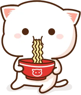 🍜 gato, fideos, comiendo, lindo, tazón whatsapp sticker