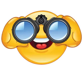 👀 emoji, binoculars, looking, happy, yellow telegram sticker