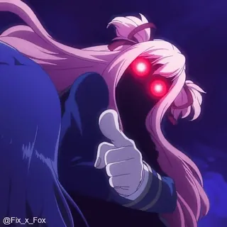 😈 アニメ, 女の子, 邪悪, いいね, 赤い目 whatsapp sticker