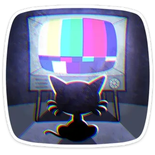 📺 кот, телевизор, помехи, ретро, мультфильм telegram sticker