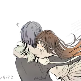 ❤ Anime, Câlin, Couple, Affection, Amour telegram sticker