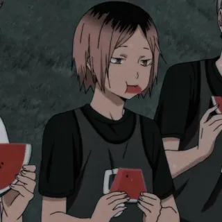 🍉 Kenma Kozume Haikyuu!! Аниме, Haikyuu, Кенма Козуме, Арбуз, Милый telegram sticker
