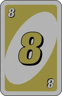 💛 UNO 8 card game, number, uno, yellow whatsapp sticker