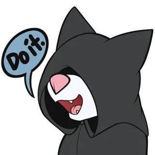 😎 Do it. gatto, con cappuccio, motivazione, detto, cartone animato telegram sticker